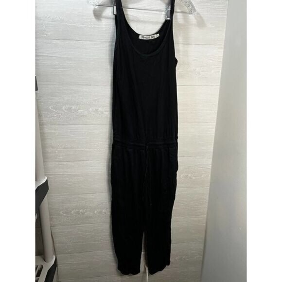 Michael Stars Black Sleeveless Scoop Neck Jumpsuit With Drawstring Waist & Pocke - Picture 2 of 6